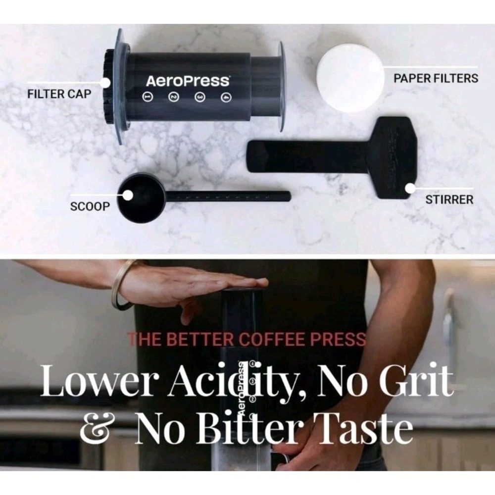 AeroPress Coffee Press, French Press,‎ Pour-Over/Espresso + 350Ex Filters-No Box - Picture 4 of 12